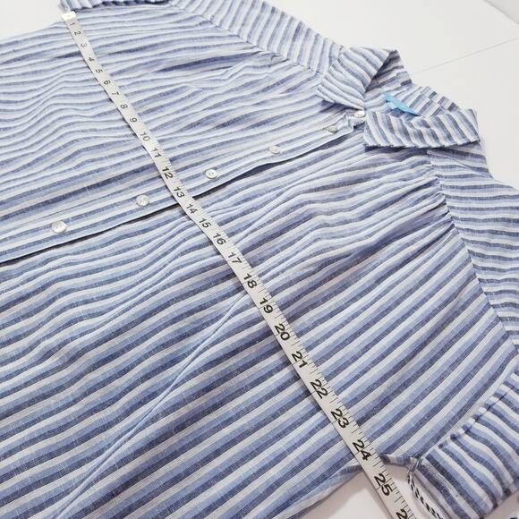 Draper James RSVP Linen Blend Striped Button Front Short Sleeves Shirt - Picture 4 of 11